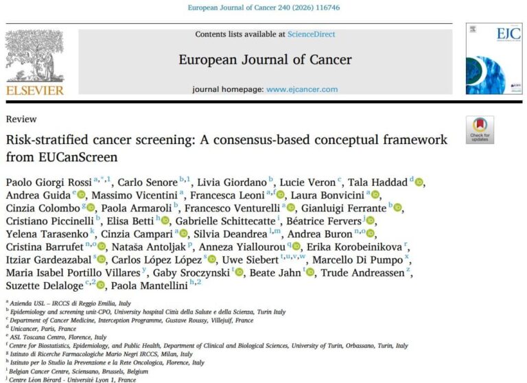 Conceptual framework for risk stratified screening published in EJCA