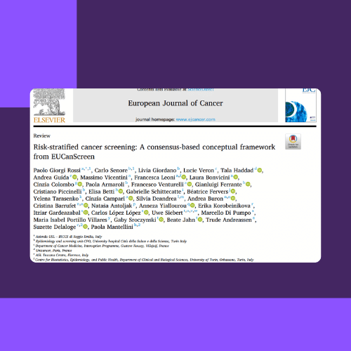 Conceptual framework for risk stratified screening published in EJCA